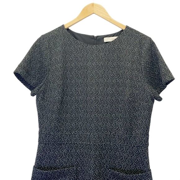 NWT LOFT Retro Tweed Fit & Flare Patch Pocket Mod Dress Black White Size 12 NEW - Picture 5 of 11